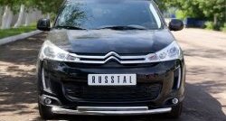 Защита переднего бампера (2 трубыØ63 и 42 мм, нержавейка) Russtal CITROEN C4 aircross (2012-2017)