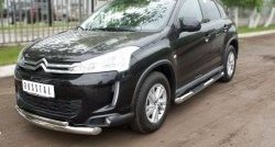 Защита переднего бампера (2 трубыØ76 и 42 мм, нержавейка) Russtal CITROEN C4 aircross (2012-2017)