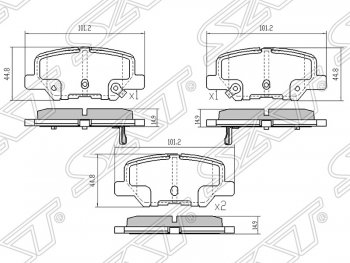 1 019 р. Колодки тормозные задние SAT Mitsubishi Outlander GF дорестайлинг (2012-2014)  с доставкой в г. Екатеринбург. Увеличить фотографию 1