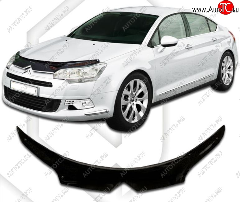 2 199 р. Дефлектор капота CA-Plastic exclusive CITROEN C5 RD дорестайлинг, седан (2008-2017) (Classic черный, Без надписи)  с доставкой в г. Екатеринбург