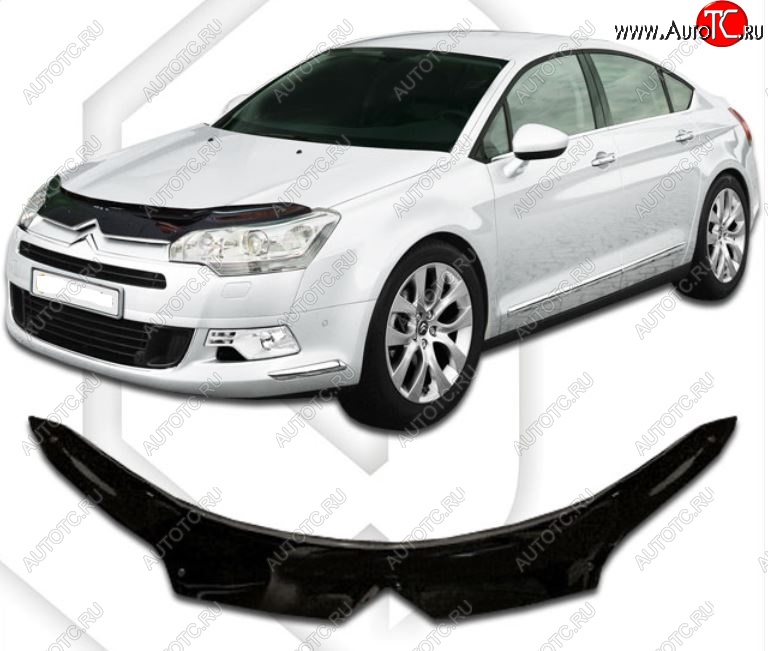 2 159 р. Дефлектор капота CA-Plastic  CITROEN C5 ( RD,  RW) (2008-2017) дорестайлинг, седан, доресталийнг, универсал (Classic черный, Без надписи)  с доставкой в г. Екатеринбург