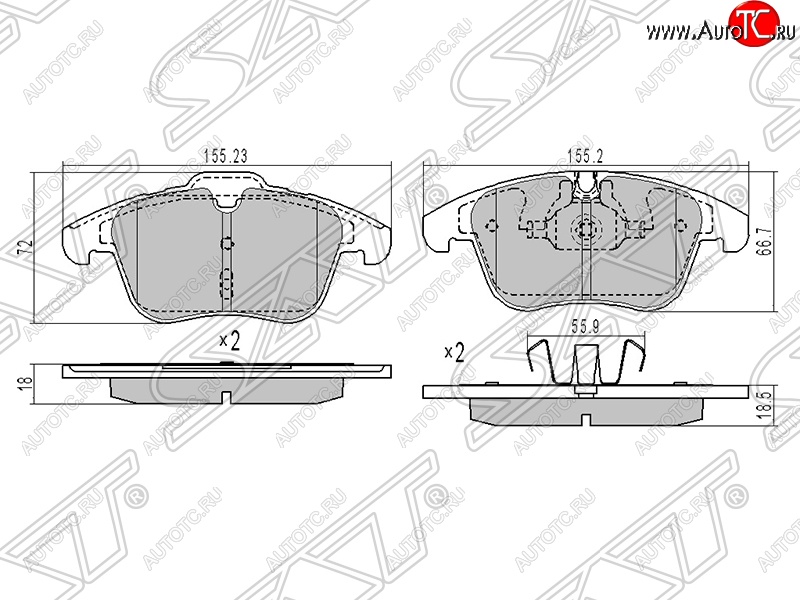 1 269 р. Комплект тормозных колодок SAT (передние)  CITROEN C5 ( RD,  RW) (2008-2017), Peugeot 508 ( седан,  универсал) (2010-2014)  с доставкой в г. Екатеринбург