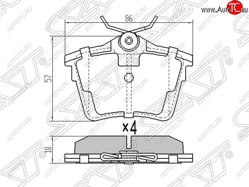 1 079 р. Колодки тормозные SAT (задние)  CITROEN C5 ( RD,  RW) (2008-2017), Peugeot 407 ( седан,  универсал) (2004-2011), Peugeot 607 (2000-2009)  с доставкой в г. Екатеринбург