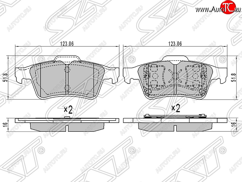 799 р. Колодки тормозные SAT (задние)  Ford Focus  2 (2004-2008), Mazda 3/Axela ( BK,  BL) (2003-2013)  с доставкой в г. Екатеринбург