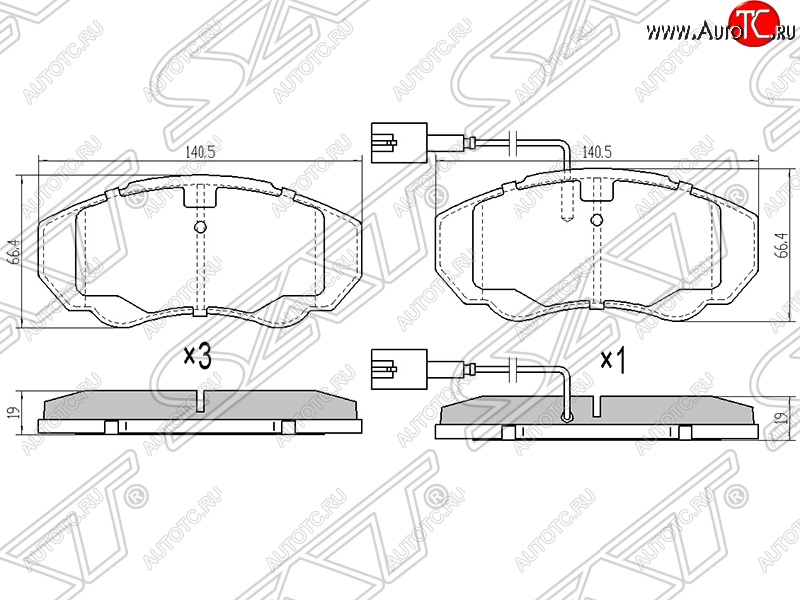 1 649 р. Колодки тормозные SAT (передние, 2.0-2.8HDI)  CITROEN Jumper ( 230,  244,  250) (1994-2014), Fiat Ducato ( 230,  244,  250) (1994-2014), Peugeot Boxer ( 230,  244,  250) (1994-2014)  с доставкой в г. Екатеринбург