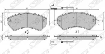1 769 р. Колодки тормозные SAT (передние, с 2-мя датчиками износа)  CITROEN Jumper  250 (2006-2014), Fiat Ducato  250 (2006-2014), Peugeot Boxer  250 (2006-2014)  с доставкой в г. Екатеринбург. Увеличить фотографию 1