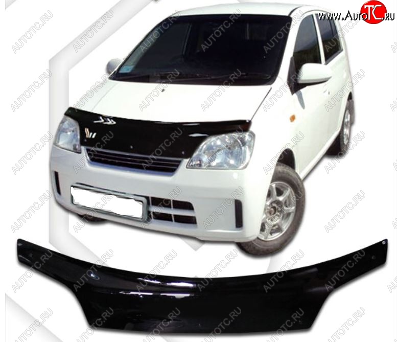 2 159 р. Дефлектор капота (кузов L250S, L250V, L260S) CA-Plastic  Daihatsu Mira (2003-2007) (Classic черный, Без надписи)  с доставкой в г. Екатеринбург