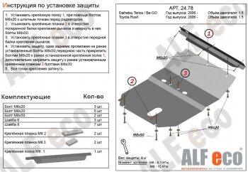 2 999 р. Защита картера двигателя (V-1,5) Alfeco  Daihatsu Terios  J200 (2006-2009) дорестайлинг (Сталь 2 мм)  с доставкой в г. Екатеринбург. Увеличить фотографию 1