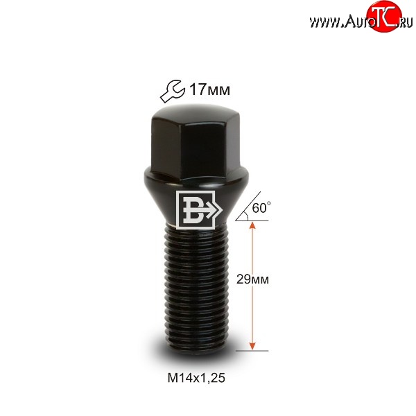 171 р. Колёсный болт длиной 29 мм Вектор M14 1.25 29 под гаечный ключ (пос.место: конус) BMW 5 серия F07 Gran Turismo лифтбэк дорестайлинг (2009-2013)