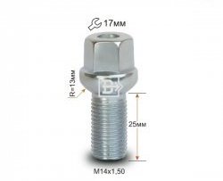 Колёсный болт длиной 25 мм Вектор M14 1.5 25 под гаечный ключ Chevrolet Suburban (1992-1999) 