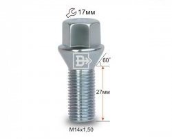 Колёсный болт длиной 27 мм Вектор M14 1.5 27 под гаечный ключ Audi A4 B7 седан (2004-2008) 