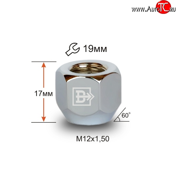 34 р. Колёсная гайка Вектор M12 1.5 Toyota Belta/Yaris XP90 седан (2005-2012)