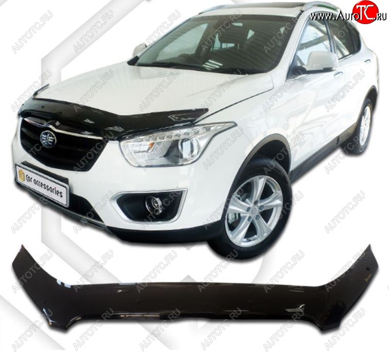 2 079 р. Дефлектор капота CA-Plastiс  FAW Besturn X80 (2014-2019) дорестайлинг (Classic черный, Без надписи)  с доставкой в г. Екатеринбург