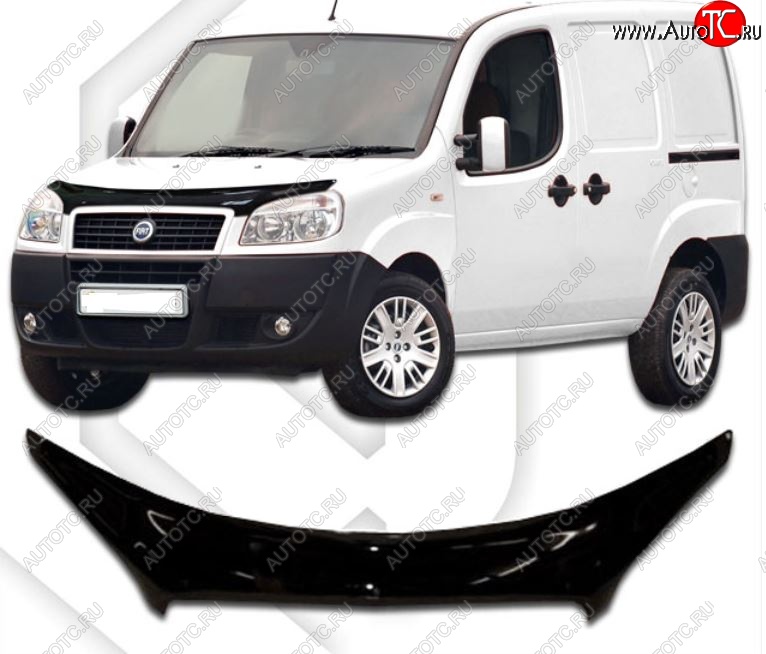 2 199 р. Дефлектор капота CA-Plastiс exclusive  Fiat Doblo  223 (2005-2016) рестайлинг (Classic черный, Без надписи)  с доставкой в г. Екатеринбург