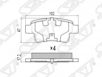 Колодки тормозные SAT (задние) Opel Corsa D   дорестайлинг, хэтчбэк 5 дв. (2006-2010)