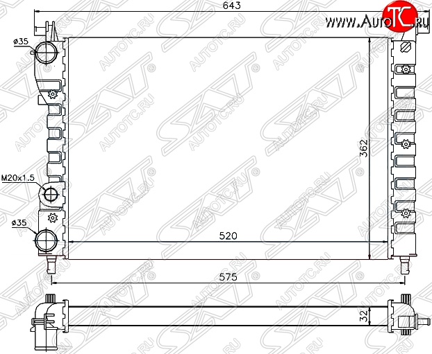 5 449 р. Радиатор двигателя SAT (пластинчатый, МКПП) Fiat Palio хэтчбэк 5 дв. (1996-2001)  с доставкой в г. Екатеринбург