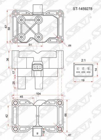 1 749 р. Катушка зажигания SAT (модуль, 1,4/1,6)  Ford C-max (Mk1,  Mk2), Fiesta (5,  6), Focus (2,  3,  CEW), Volvo C30 (хэтчбэк 3 дв.), S40 (VS седан,  MS седан), V50  с доставкой в г. Екатеринбург. Увеличить фотографию 1