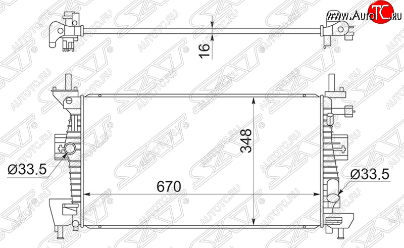 6 299 р. Радиатор двигателя SAT (пластинчатый, 1.6/1.8/2.0, МКПП/АКПП) Ford C-max Mk2 дорестайлинг (2010-2015)  с доставкой в г. Екатеринбург