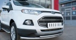 Защита переднего бампера (2 трубыØ63 и 42 мм, нержавейка) SLITKOFF Ford EcoSport дорестайлинг (2013-2019)