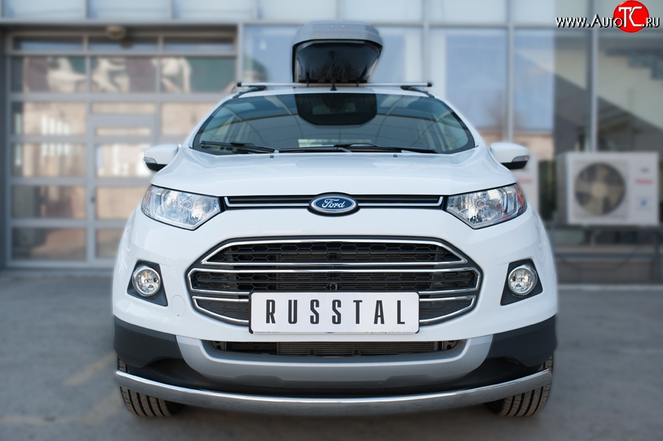 15 649 р. Защита переднего бампера (Ø75х42 мм, нержавейка) Russtal Ford EcoSport дорестайлинг (2013-2019)  с доставкой в г. Екатеринбург