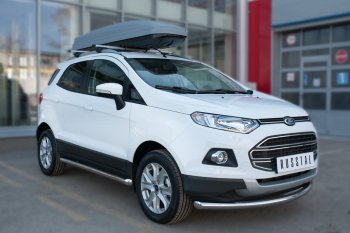 12 849 р. Защита порогов (труба D63 мм) Russtal Ford EcoSport дорестайлинг (2013-2019) (Защита порогов с заглушками на торцах (вариант 2))  с доставкой в г. Екатеринбург. Увеличить фотографию 3