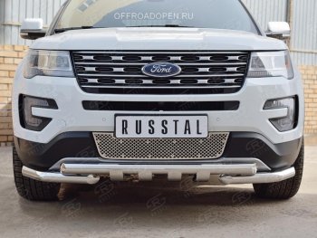 3 689 р. Решетка радиатора Russtal лист Ford Explorer U502 2-ой рестайлинг, 5 дв. (2017-2019) (Неокрашенная)  с доставкой в г. Екатеринбург. Увеличить фотографию 2