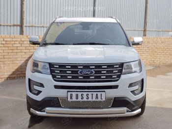 3 689 р. Решетка радиатора Russtal лист Ford Explorer U502 2-ой рестайлинг, 5 дв. (2017-2019) (Неокрашенная)  с доставкой в г. Екатеринбург. Увеличить фотографию 3