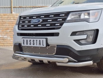 3 689 р. Решетка радиатора Russtal лист Ford Explorer U502 2-ой рестайлинг, 5 дв. (2017-2019) (Неокрашенная)  с доставкой в г. Екатеринбург. Увеличить фотографию 1