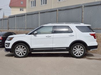 15 799 р. Защита порогов из круглой трубы d63 мм Russtal v3 Ford Explorer U502 1-ый рестайлинг, 5 дв. (2015-2018)  с доставкой в г. Екатеринбург. Увеличить фотографию 2