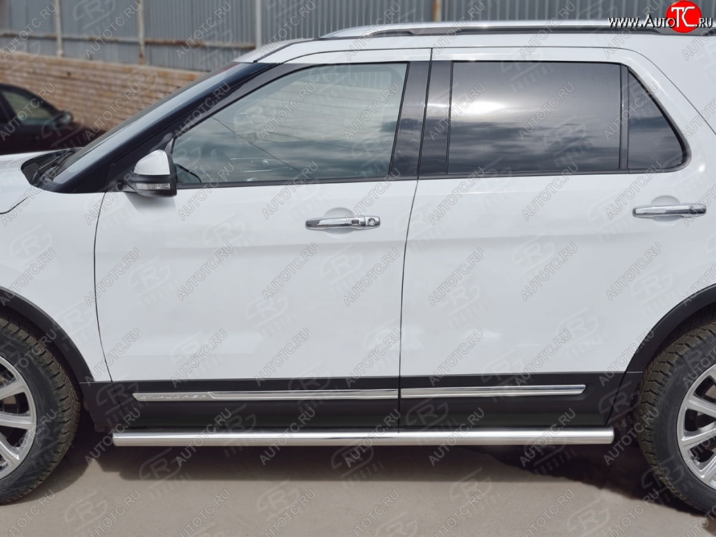 15 799 р. Защита порогов из круглой трубы d63 мм Russtal v3  Ford Explorer  U502 (2015-2019) 1-ый рестайлинг, 5 дв., 2-ой рестайлинг, 5 дв.  с доставкой в г. Екатеринбург