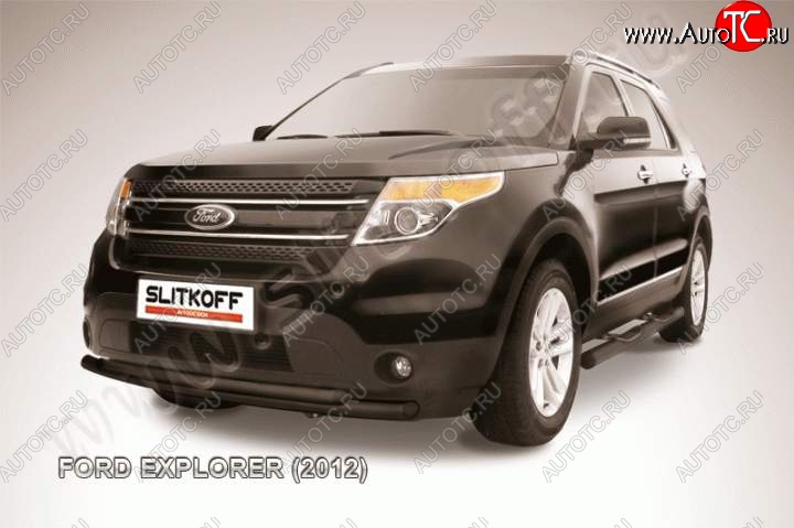 12 999 р. Защита переднего бампера d57/d57 Slitkoff Ford Explorer U502 дорестайлинг (2010-2016) (Цвет: серебристый)  с доставкой в г. Екатеринбург