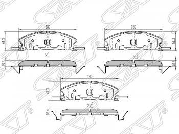 1 649 р. Колодки тормозные SAT (передние)  Ford Explorer  U502 (2010-2016) дорестайлинг  с доставкой в г. Екатеринбург. Увеличить фотографию 1