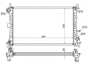 Радиатор двигателя SAT (пластинчатый, 1.6 / 1.8 / 2.0, МКПП/АКПП) Ford (Форд) Focus (Фокус)  1 (1998-2005) 1 седан дорестайлинг, универсал дорестайлинг, хэтчбэк 3 дв. дорестайлинг, хэтчбэк 5 дв. дорестайлинг, седан рестайлинг, универсал рестайлинг, хэтчбэк 3 дв. рестайлинг, хэтчбэк 5 дв. рестайлинг