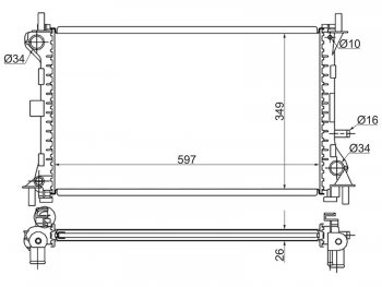 Радиатор двигателя SAT (трубчатый, МКПП/АКПП, FXDD, FYDH, EYDF, FXDB, FYDC) Ford Focus 1 седан дорестайлинг (1998-2002)