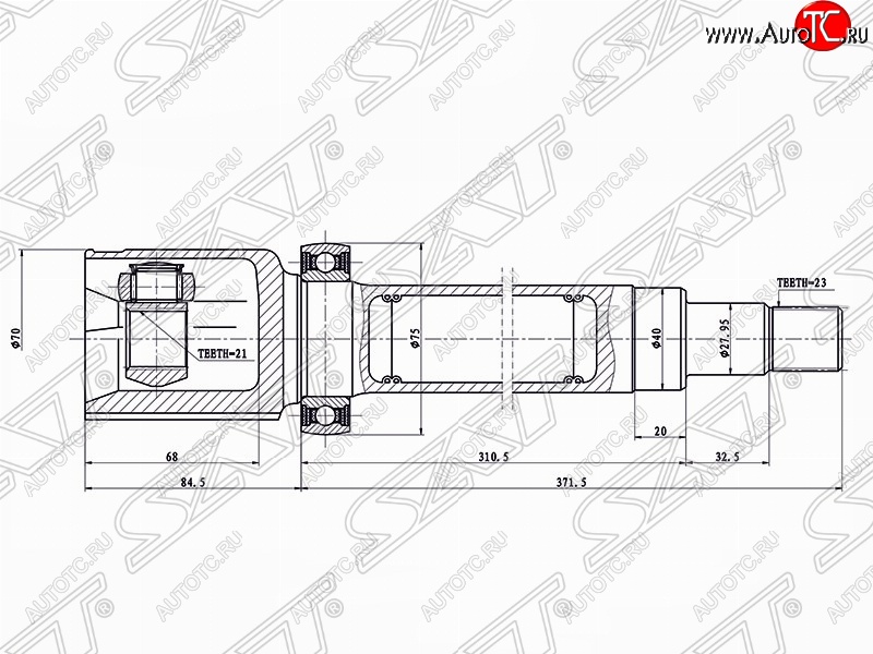 4 899 р. Шрус SAT (внутренний, 21*23*40 мм)  Ford Fusion  1 (2002-2012) хэтчбэк дорестайлинг,  рестайлинг, хэтчбэк  с доставкой в г. Екатеринбург