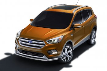 10 999 р. Защита заднего бампера Slitkoff (d57)  Ford Kuga  2 (2016-2019) рестайлинг (Нержавейка, Полированная)  с доставкой в г. Екатеринбург. Увеличить фотографию 1