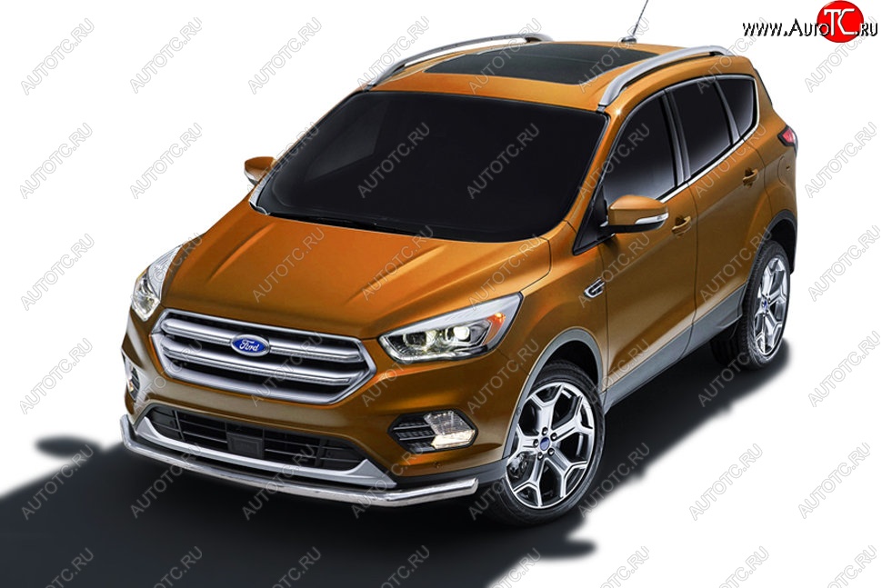 10 999 р. Защита заднего бампера Slitkoff (d57)  Ford Kuga  2 (2016-2019) рестайлинг (Нержавейка, Полированная)  с доставкой в г. Екатеринбург