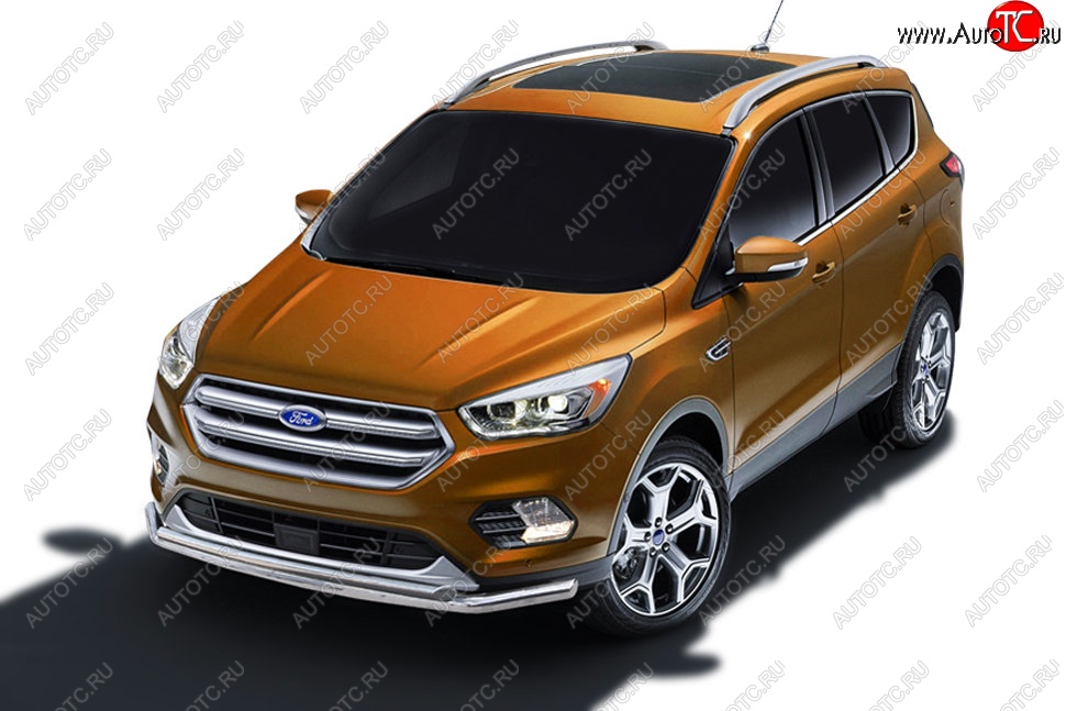 12 999 р. Защита заднего бампера Slitkoff (двойная, d57/42)  Ford Kuga  2 (2016-2019) рестайлинг (Нержавейка, Полированная)  с доставкой в г. Екатеринбург