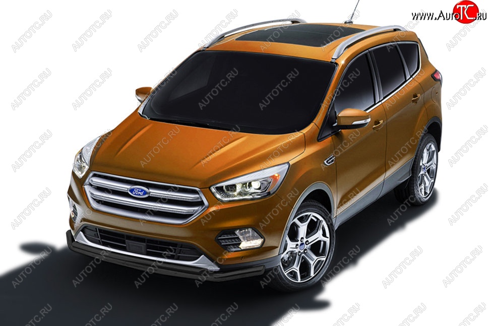 6 999 р. Защита заднего бампера Slitkoff (двойная, d57/42) Ford Kuga 2 рестайлинг (2016-2019) (Сталь с полимерным покрытием. Цвет: чёрный)  с доставкой в г. Екатеринбург