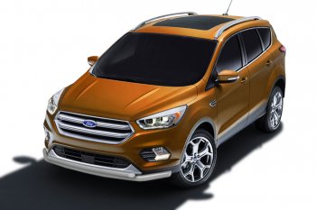 Защита заднего бампера Slitkoff (двойная, d57/42) Ford (Форд) Kuga (Куга)  2 (2016-2019) 2 рестайлинг  (Сталь с полимерным покрытием. Цвет: серебристый)