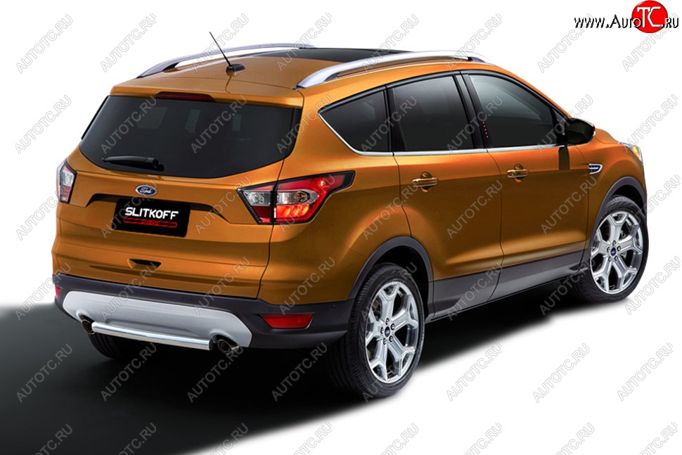 7 199 р. Защита заднего бампера Slitkoff (d57, короткая)  Ford Kuga  2 (2016-2019) рестайлинг (Нержавейка, Без окраски)  с доставкой в г. Екатеринбург