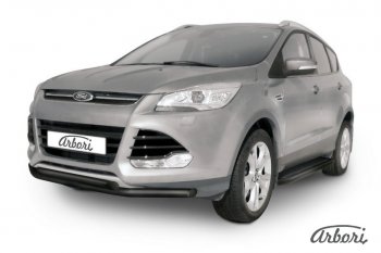 6 119 р. Защита переднего бампера Arbori (черная, 2 трубы d57 mm). Ford Kuga 2 дорестайлинг (2013-2016)  с доставкой в г. Екатеринбург. Увеличить фотографию 1