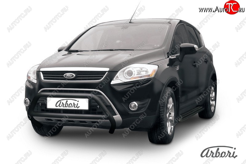 11 789 р. Защита переднего бампера Arbori (низкая, черная, d57 mm) Ford Kuga 1 (2008-2013)  с доставкой в г. Екатеринбург