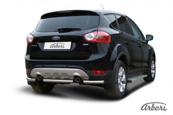 6 389 р. Защита заднего бампера Arbori (нержавейка, 1 труба d57 mm).  Ford Kuga  1 (2008-2013)  с доставкой в г. Екатеринбург. Увеличить фотографию 2