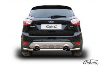 6 389 р. Защита заднего бампера Arbori (нержавейка, 1 труба d57 mm).  Ford Kuga  1 (2008-2013)  с доставкой в г. Екатеринбург. Увеличить фотографию 1