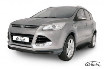 7 019 р. Защита переднего бампера Arbori (черная, 1 труба d76 mm). Ford Kuga 2 дорестайлинг (2013-2016)  с доставкой в г. Екатеринбург. Увеличить фотографию 1