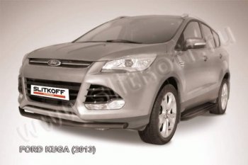 7 749 р. Защита переднего бампера Slitkoff (труба d57)  Ford Kuga  2 (2013-2016) дорестайлинг (Цвет: серебристый)  с доставкой в г. Екатеринбург. Увеличить фотографию 1