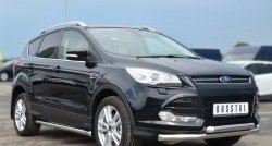 13 849 р. Защита порогов из круглой трубы диаметром 63 мм Russtal Ford Kuga 2 дорестайлинг (2013-2016) (Защита порогов с со скосами на торцах (вариант 1))  с доставкой в г. Екатеринбург. Увеличить фотографию 2