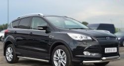 13 849 р. Защита порогов из круглой трубы диаметром 63 мм Russtal Ford Kuga 2 дорестайлинг (2013-2016) (Защита порогов с со скосами на торцах (вариант 1))  с доставкой в г. Екатеринбург. Увеличить фотографию 7