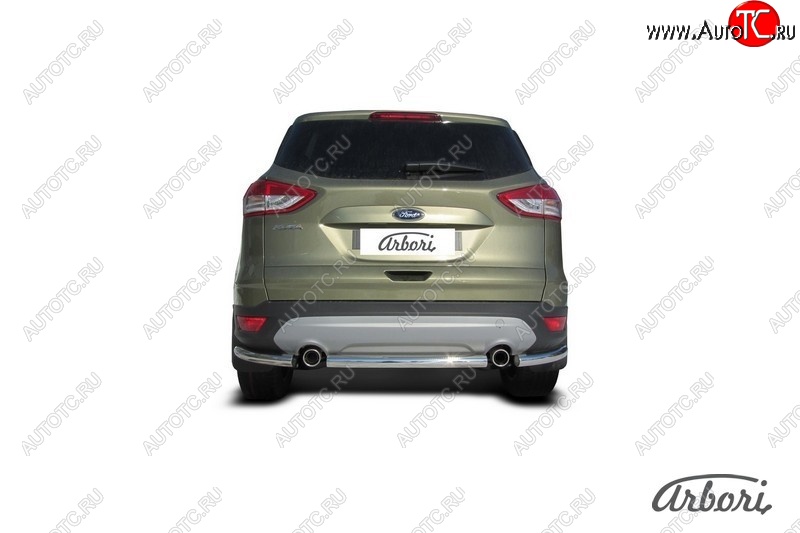 6 389 р. Защита заднего бампера Arbori (нержавейка, 1 труба d57 mm). Ford Kuga 2 дорестайлинг (2013-2016)  с доставкой в г. Екатеринбург